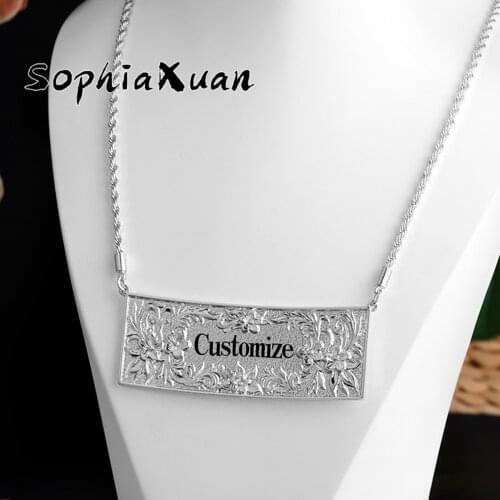 SophiaXuan Hawaiian Custom Name Flower Necklace Fashion Personalized Jewelry Chain Pendants Necklaces for Women Trendy Gifts New