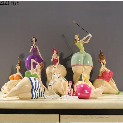 Resin Portrait Figurines Chubby Beauty Ornaments Art Statue Desk Decoration Figure Sculpture Home Decoration Accessories Modern