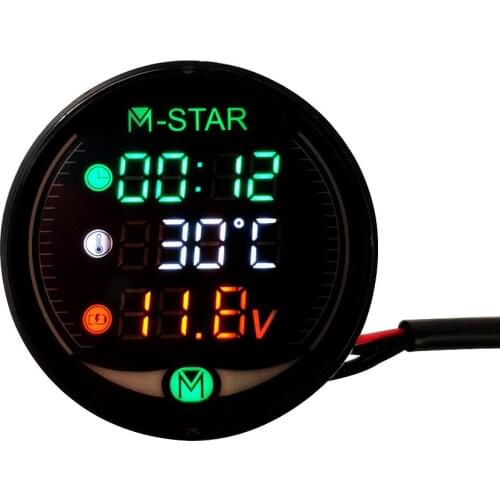 LED 3-in-1 Motorcycle Meter 12V Waterproof Time Temperature Voltage Display Table For Kawasaki W800 Cafe KX 65 85 125 250 450 F
