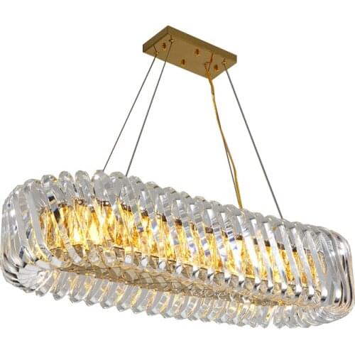 LED Oval Round Gold Silver Stainless Steel Glass Hanging Lamps Chandelier Lighting Lustre Suspension Luminaire Lampen For Foyer