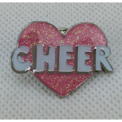 Cherry Glitter Powder metal pins/lapel pins 2.86cm iron with nickel plating 1pcs butterfly button on back Customized MOQ 50pcs