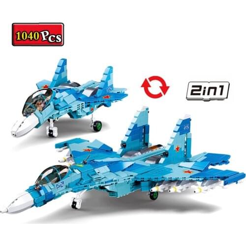 Military Series World War II Russian SU-27 SU-57 Stealth Fighter Pilot Figures Building Blocks Bricks Toys Christmas Gifts