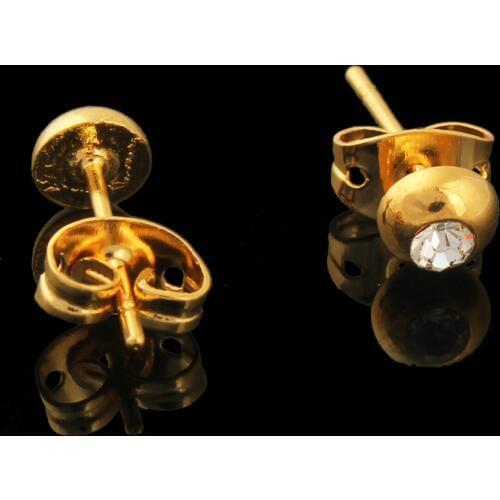 Fine jewelry18k Gold Color 5mm Pearl Crystal Earrings mini Stud Earrings for women gift African desigh