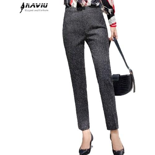 Gray New Fashion High Quality Women Trousers Plus Size Formal Office Slim Style Pencil Pants