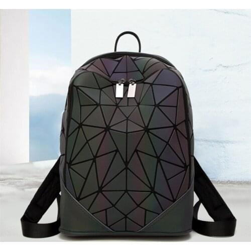 Women Geometric Fashion Luminous Rucksack Shoulder Bag College Student Bag Leisure Travel Multifunction Backpack Daypacks Supply