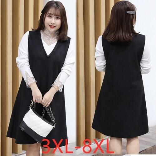 New 2021 Korea summer plus size vest dress for women large sleeveless loose casual V neck ruffle dresses 3XL 4XL 5XL 6XL 7XL 8XL