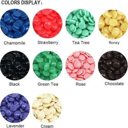 Blue Zoo 100g/Pack 10 Flavors Paper-free Hard Wax Beans No Strip Depilatory Hot Wax Beans Full Body Hair Removal For Men/Women