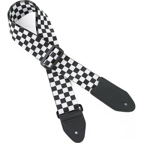 1pc Adjustable Ukulele Strap Black White Plaid Acoustic Guitar Strap Belt Ukulele Bass Guitar Part Accessories