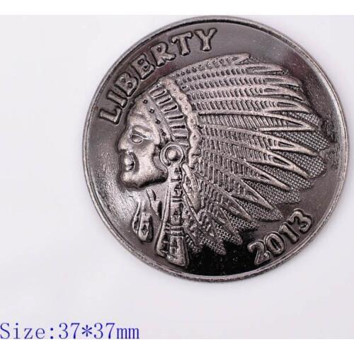 10pc 37X37MM Antique Nickle Apache Indian Head Liberty Conchos For Belt Leather Craft Decoration Screw Back