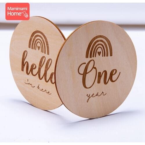 14pc Newborn Photogra Wooden Month Milestone Cards Handmade Monthly Memorial Commemorative Photo Accessories Baby Souvenir Stamp