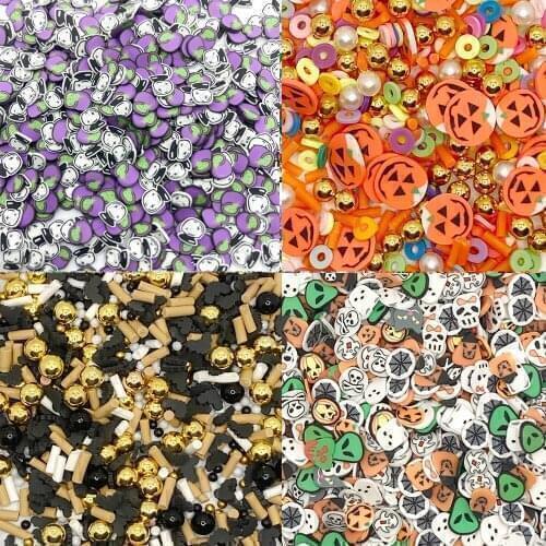 30g Mixed Halloween Series Shape Polymer Clay Slices Sprinkles For Slime Filling Handmade Handcraft DIY Accessory Epoxy Filler