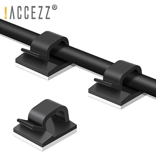 !ACCEZZ 20pcs Self-adhesive Cable Organizer Clips Wire Winder For Car Home Keyboard Mouse Headphone Desktop Management Cord Clip