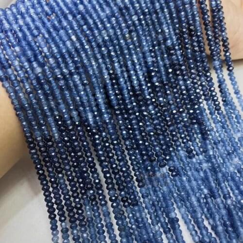 Loose beads blue jade roundel faceted 3*2mm 14" for DIY jewelry making FPPJ wholesale beads nature gem stone