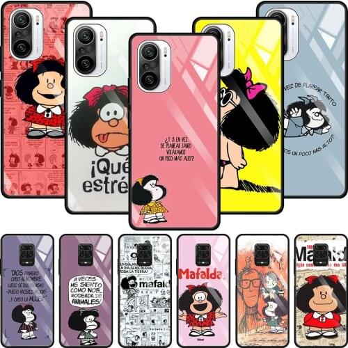 Tempered Glass Phone Case For Xiaomi Redmi Note 9s 8 10 k30 k40 Pro Plus 9 7 8t 9a 9t 10s Coque Smartphone Mafalda Hot Sale