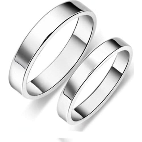 European and American Stainless Steel Smooth Face Open Couple Ring Simple Fashion Pair Ring Jewelry for Men and Women