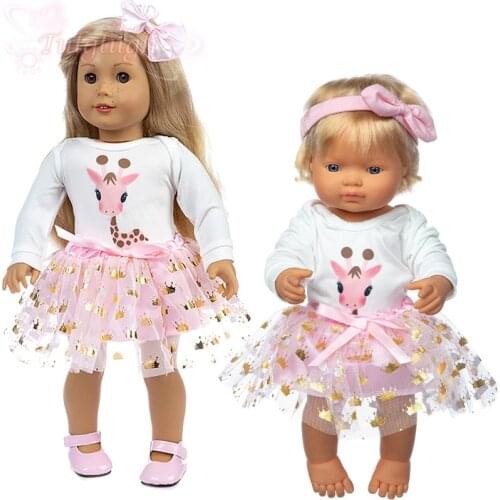 Pink Sheep Horn Headdress Suit Wear Fit 43cm Baby New Born Doll,American Girl 18inch Doll Clothes Accessories