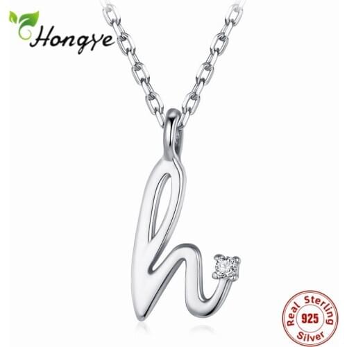 Hongye Letter AAA Zircons Pendants 925 Sterling Silver Necklace Classic Cadeau For Female Girl Engagement Gold Silver Color 2020
