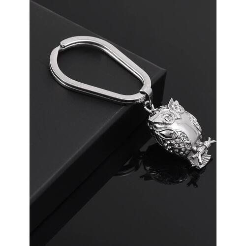 IJK2040 Night Owl Memorial Urn Keychain Stainless Steel Cremation Jewelry Ashes Keepsake Urn Key Chain Funeral Key Ring Charm
