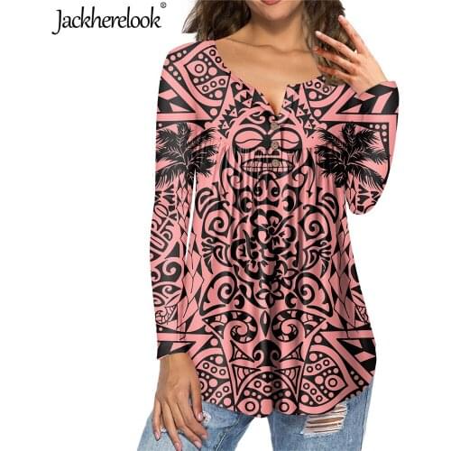 Jackherelook Vintage Polynesian Tattoo Brand Design Harajuku Blouses Women Tunic Shirts Spring/Autumn Female Tops Clothing Mujer