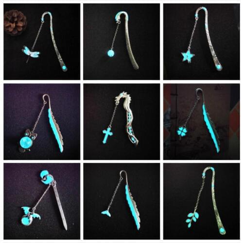 Creative Noctilucent Animal Owl Bookmark Pendant Metal Book mark Stationery School Office Supply Escolar Papelaria