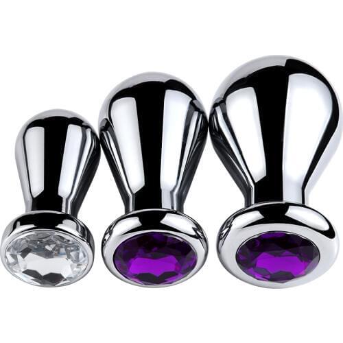 Metal Anal Plug Bulb Shape Strong Stimulate Anal With Crystal Jewelry Smooth Touch Butt Extender For Men Masturbation Sex Toy