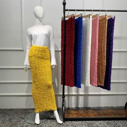 Jupes mode femme free size stretch skirt Dubai Muslim Women Long Skirt Turkish Islamic Casual Jeans Bodycon Maxi Skirts F1951
