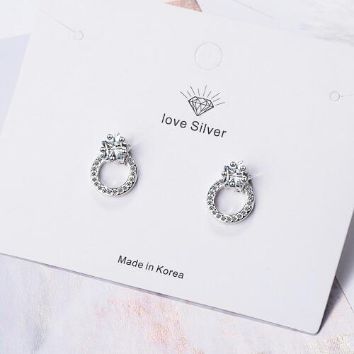 Fashion temperament five-pointed star earrings female cute sweet star ear jewelry white zircon jewelry sterling silver earrings