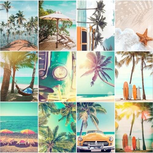 MomoArt DIY Diamond Mosaic Scenery Full Square 5D Diamond Painting Seaside Picture Rhinestone Embroidery Cross Stitch Wall Art