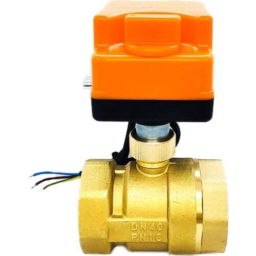 1-1/2" Motorized Ball Valve 220V 12V 24V 3-Wire 2 Point Control Brass Electric Ball Valve With Manual Switch