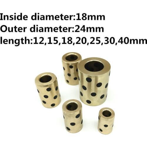 2pcs Inner diameter 18mm linear graphite copper set bearing copper bushing oil self-lubricating bearing JDB length 12-40mm