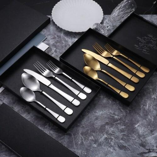 Stainless Steel Canteen Tableware Set High-end Matte Knife Fork Spoon 5-Piece Set Steak Cutlery Gift Box Sets