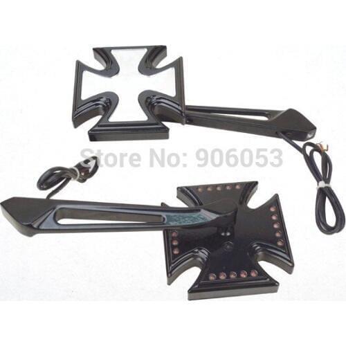 Brand new 100% motorcycle parts Black Custom LED turn siganl integrated mirror fit