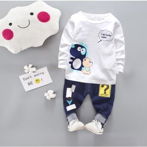 2020 New Baby Spring and Autumn Long-sleeved Suit Childrens Animal little Old Boys Cotton Sets Childrens Clothing Fashion