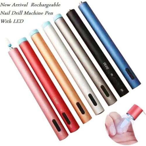 Pro Portable Electric Nail Drill Machine For Manicure Polishing Pen With LED Rechargeable Pen Aluminum Cutter Easy to Operate