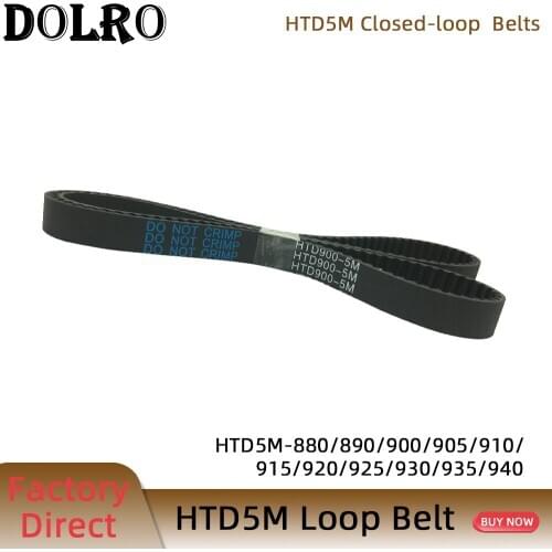 HTD5M Synchronous Timing belt Pitch length 880/890/900/905/910/915/920/925/930/935/940 mm width 9/10/12/15/20/25mm Rubber closed