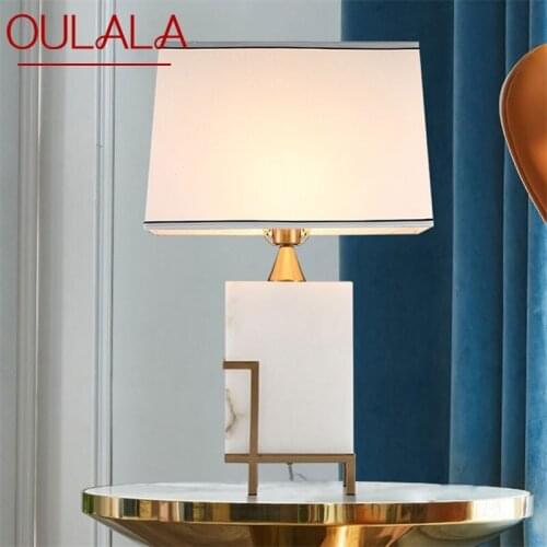 OULALA Modern Luxury Table Lamps Design White Marble Desk Light Home LED Decorative For Foyer Living Room Office Bedroom Bedside
