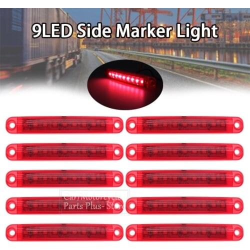10x 9LED Bus Truck Trailer Truck 24V Red LED Lights Side Marker Light Waterproof LED Light Tail Indicator Parking Light