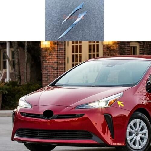 High Quality Front Head Light Lamp Detector Frame Stick ABS Chrome Cover Trim Sticks 2pcs For Toyota Prius 2019 2020