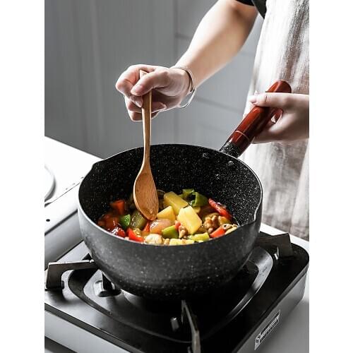Japanese snow pan baby food small milk pot household non stick cooking noodle soup rice stewpot wood handle stewpan saucepot