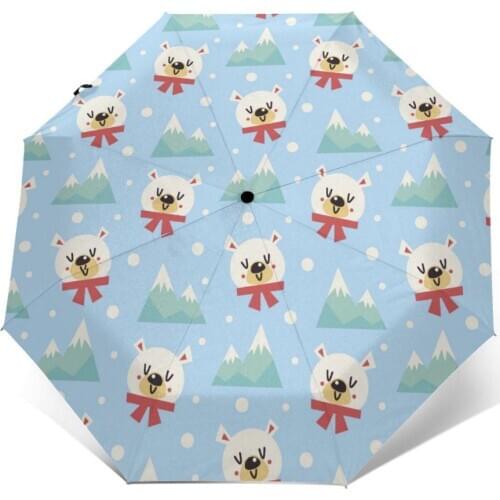 Sunny Umbrella Lovely Winter Bears Automatic folding portable men women umbrella Sunscreen rain Windproof beach parasol