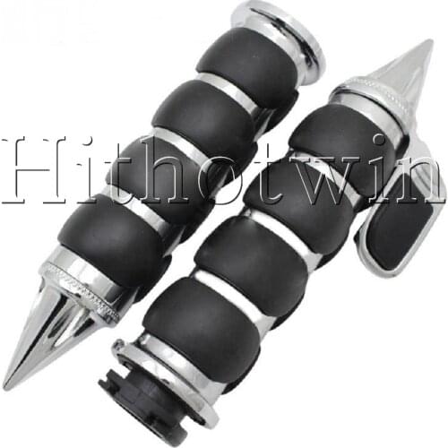 1Pair 1'' 25mm Or 7/8'' 22mm Handle Motorcycle Custom Chrome Aluminum Hand Grips for Chopper Cruiser Handlebar Sliver