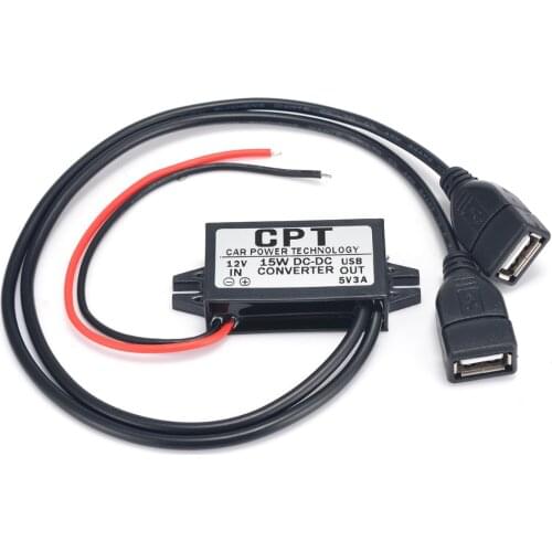 1pc Waterproof Dual USB Power Converter DC 12V To 5V Car Motor Charger Adapter Connector 3A