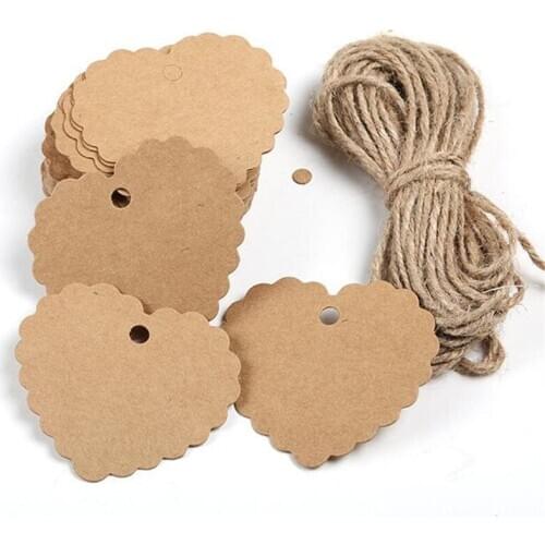 100Pcs/Lot Heart Shape Craft Paper Hang Tag Cards Decoration Bookmark DIY Tags Wedding Party Price Label Party Favor