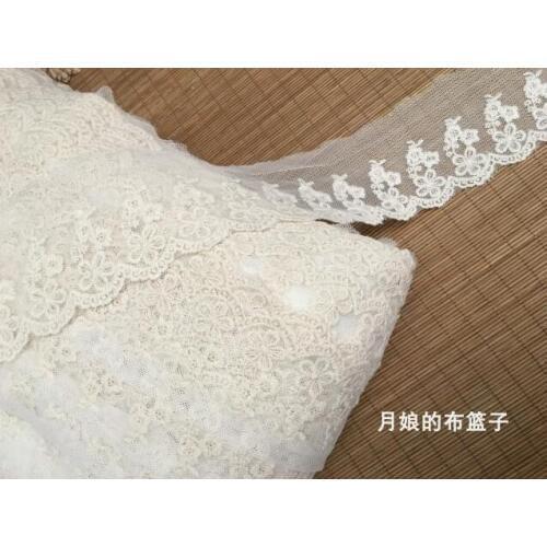 2 Meters Light Beige Exquisite Lace Accessories High Quality Cotton Embroidery Lace Trim DIY Sewing Craft 7cm