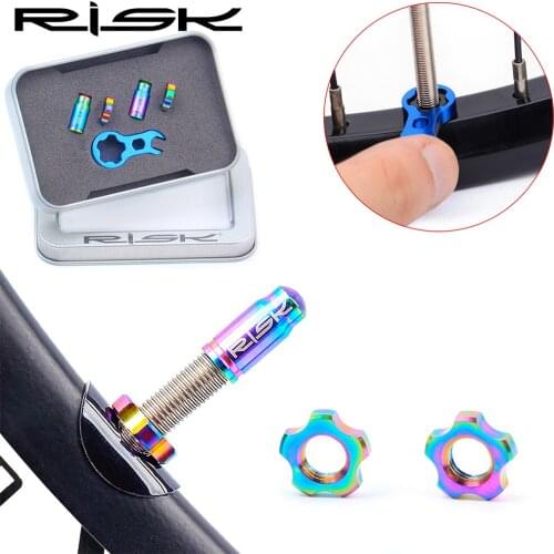 2pcs/box RISK Lightweight Titanium Alloy Mountain Road Bike Bicycle Tire Presta Schrader Valve Cap Air Nozzle Dust Cover