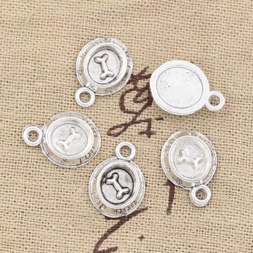 20pcs Charms Dog Bowl Bone 15x10mm Antique Making Pendant fit,Vintage Tibetan Silver color,DIY Findings Handmade Jewelry