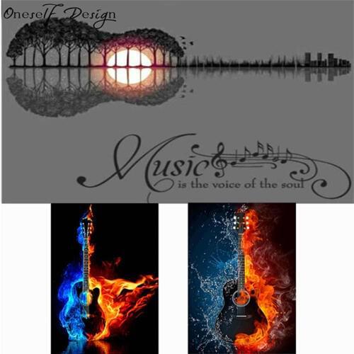 5D Diamond Embroidery Full Square Scenic guitar 5D Diamond Painting Full Set The guitar 5D DIY Diamond Mosaic beaded embroidery