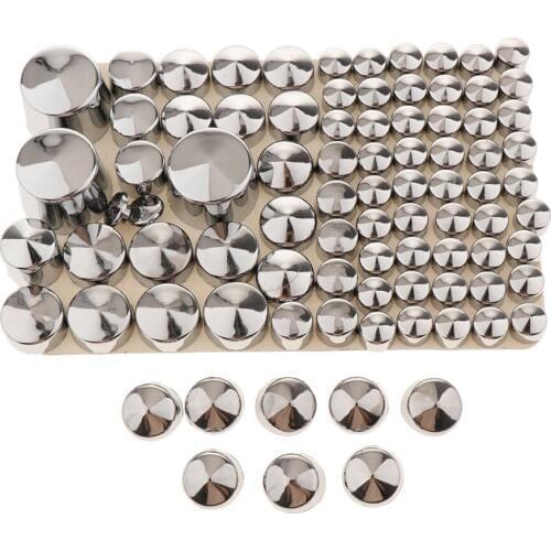 87-Piece CNC Motorcycle Chrome Bolt Topper Cap Nut Cover for Harley Softail Twin Cam