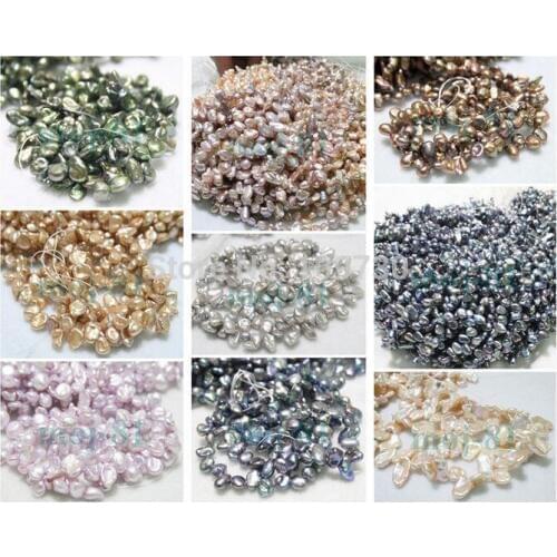 Jewelry 0076 Baroque 7-8mm Reborn Keshi Freshwater Cultured Pearl Loose Beads 15'' 5pc