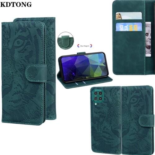 Flip Phone Case for Samung Galaxy M62 A02 A02S A72 A52 A32 4G 5G Funda Tiger Embossed Leather Card Slot Wallet Bag Full Cover